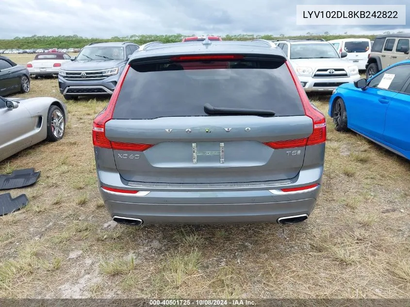 2019 Volvo Xc60 T5 Inscription VIN: LYV102DL8KB242822 Lot: 40501725