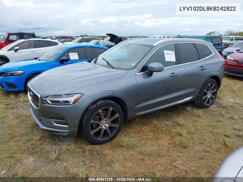 2019 Volvo Xc60 T5 Inscription VIN: LYV102DL8KB242822 Lot: 40501725