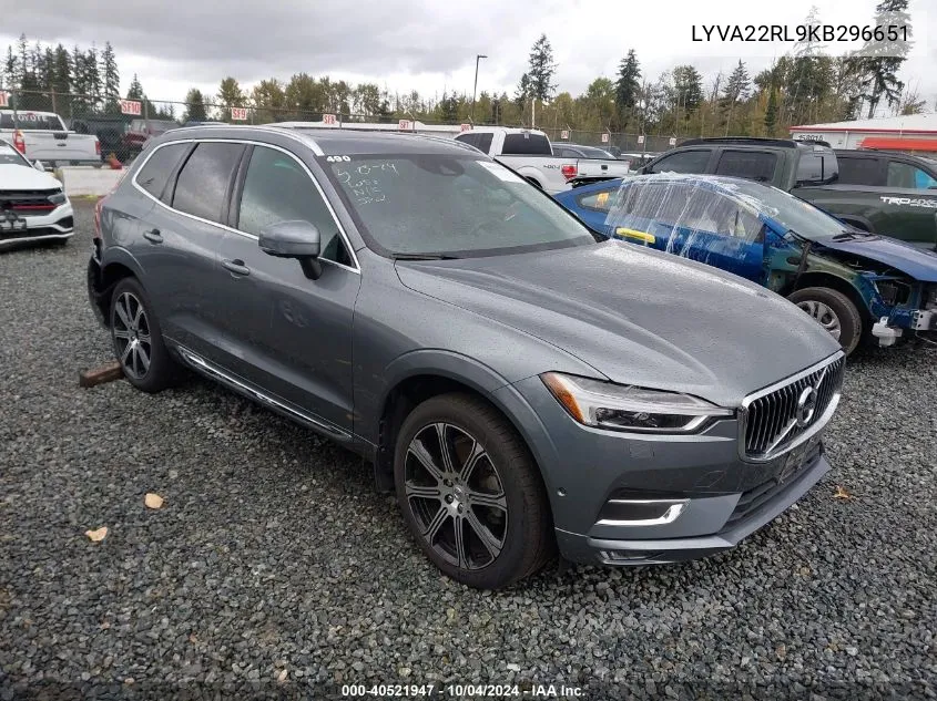 2019 Volvo Xc60 T6 Inscription VIN: LYVA22RL9KB296651 Lot: 40521947