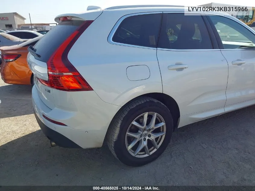 2019 Volvo Xc60 T5 VIN: LYV102RK3KB315966 Lot: 40565025