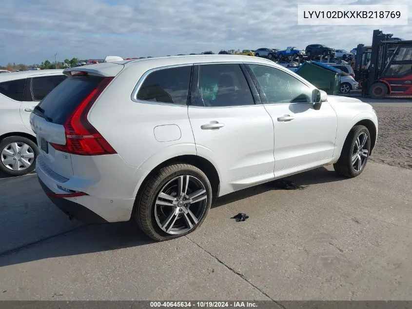 2019 Volvo Xc60 T5 Momentum VIN: LYV102DKXKB218769 Lot: 40645634