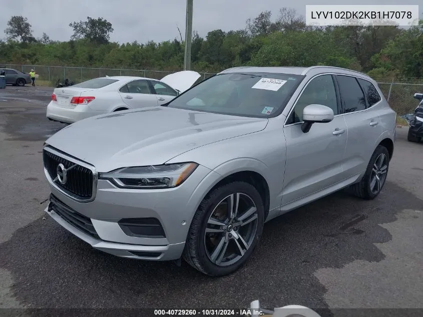 2019 Volvo Xc60 T5 Momentum VIN: LYV102DK2KB1H7078 Lot: 40729260