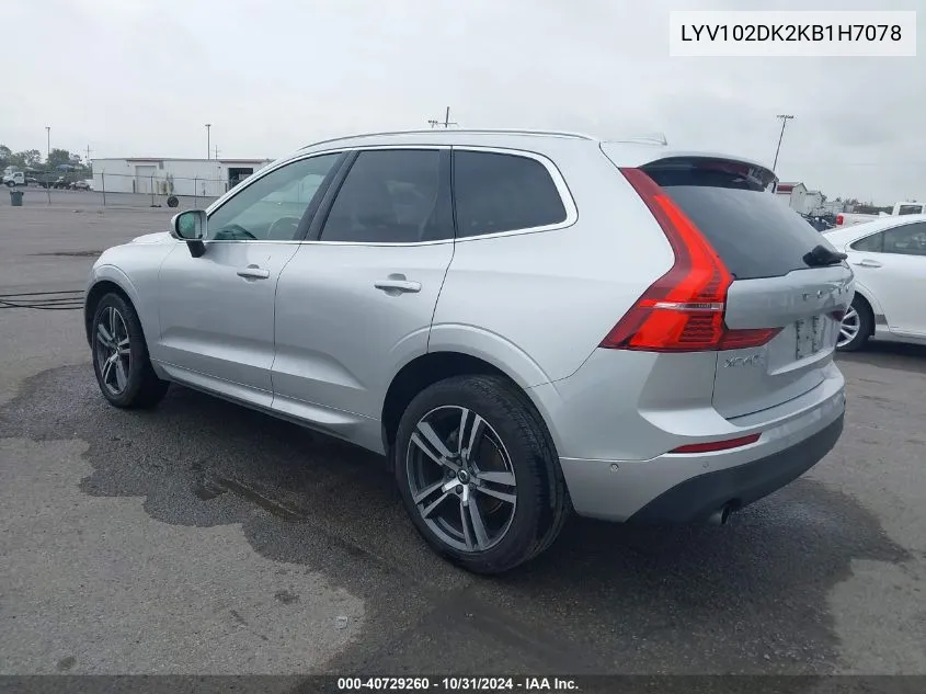 2019 Volvo Xc60 T5 Momentum VIN: LYV102DK2KB1H7078 Lot: 40729260