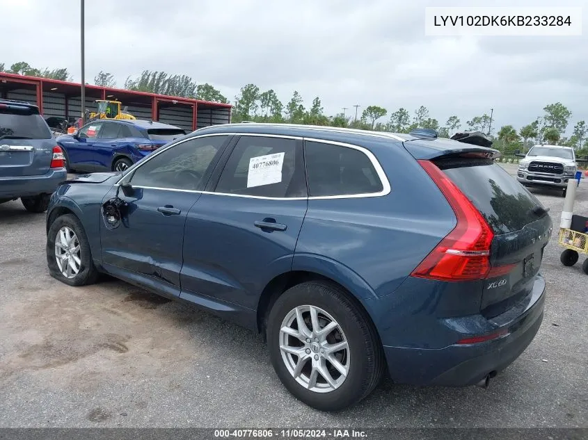 2019 Volvo Xc60 T5 Momentum VIN: LYV102DK6KB233284 Lot: 40776806