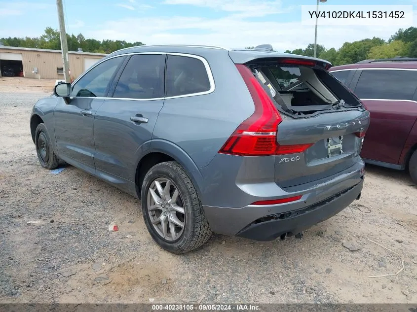 2020 Volvo Xc60 T5 Momentum VIN: YV4102DK4L1531452 Lot: 40238105