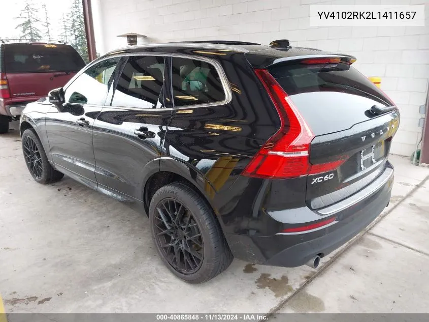 2020 Volvo Xc60 T5 Momentum VIN: YV4102RK2L1411657 Lot: 40865848