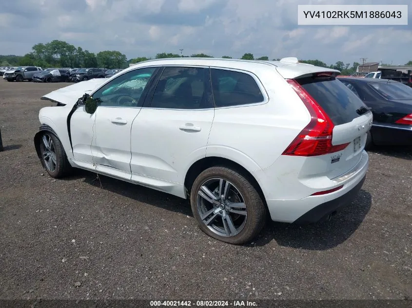 2021 Volvo Xc60 T5 Momentum VIN: YV4102RK5M1886043 Lot: 40021442