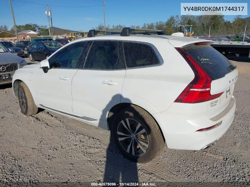 2021 Volvo Xc60 Recharge Plug-In Hybrid T8 Inscription Expression VIN: YV4BR0DK0M1744317 Lot: 40579096