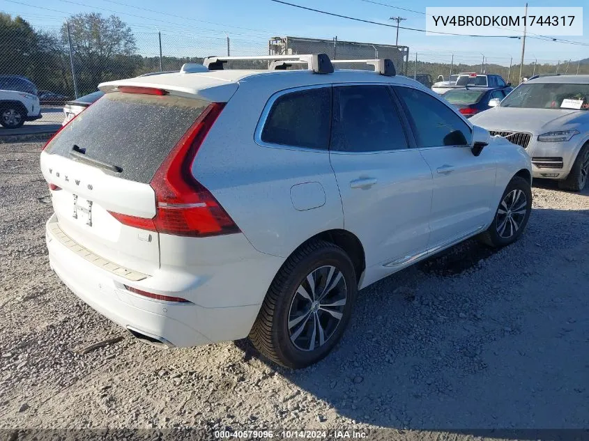 2021 Volvo Xc60 Recharge Plug-In Hybrid T8 Inscription Expression VIN: YV4BR0DK0M1744317 Lot: 40579096