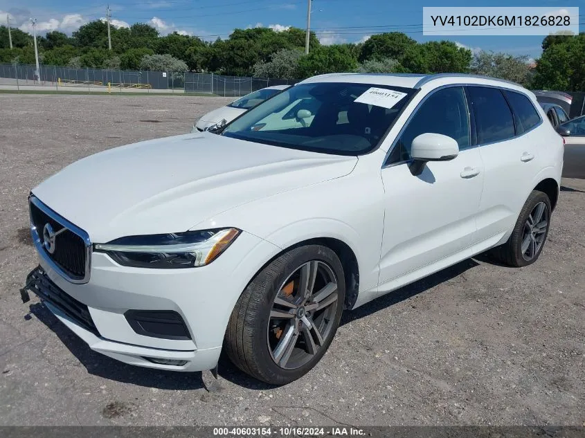 2021 Volvo Xc60 T5 Momentum VIN: YV4102DK6M1826828 Lot: 40603154