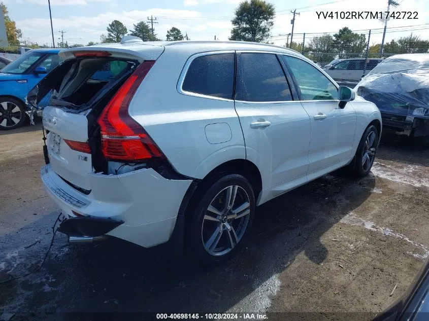 2021 Volvo Xc60 Momentum VIN: YV4102RK7M1742722 Lot: 40698145