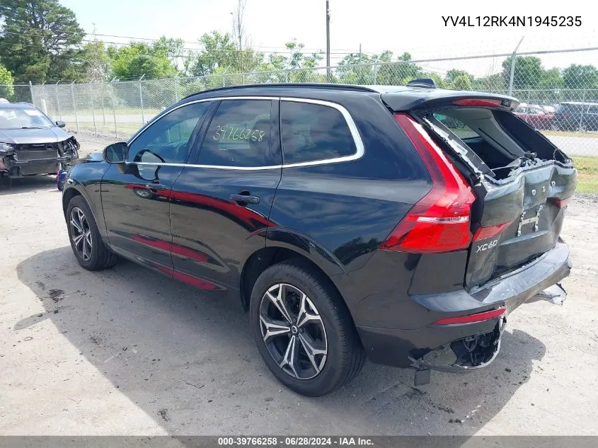 2022 Volvo Xc60 B5 Momentum VIN: YV4L12RK4N1945235 Lot: 39766258