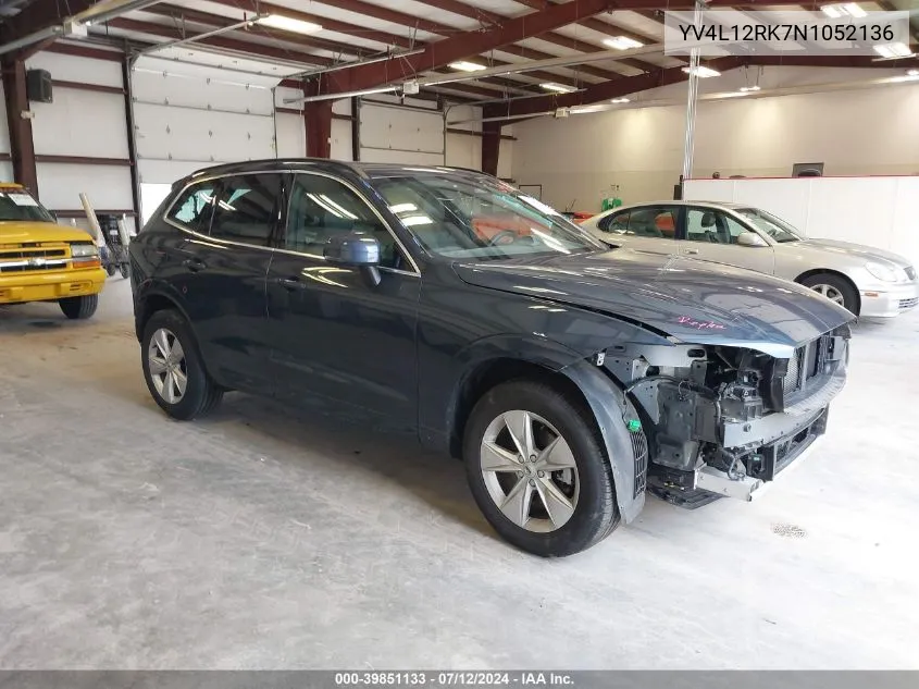 2022 Volvo Xc60 B5 Momentum VIN: YV4L12RK7N1052136 Lot: 39851133