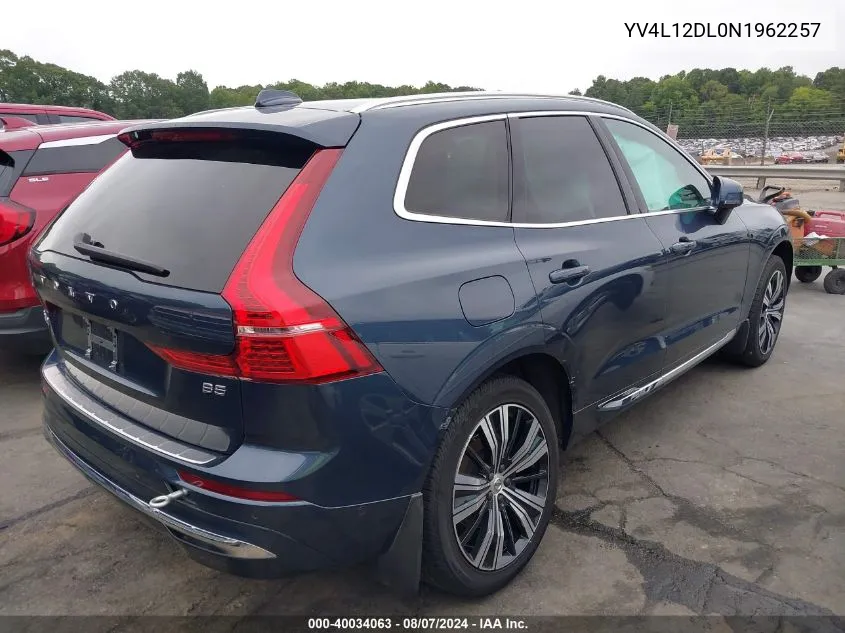 2022 Volvo Xc60 B5 Inscription VIN: YV4L12DL0N1962257 Lot: 40034063