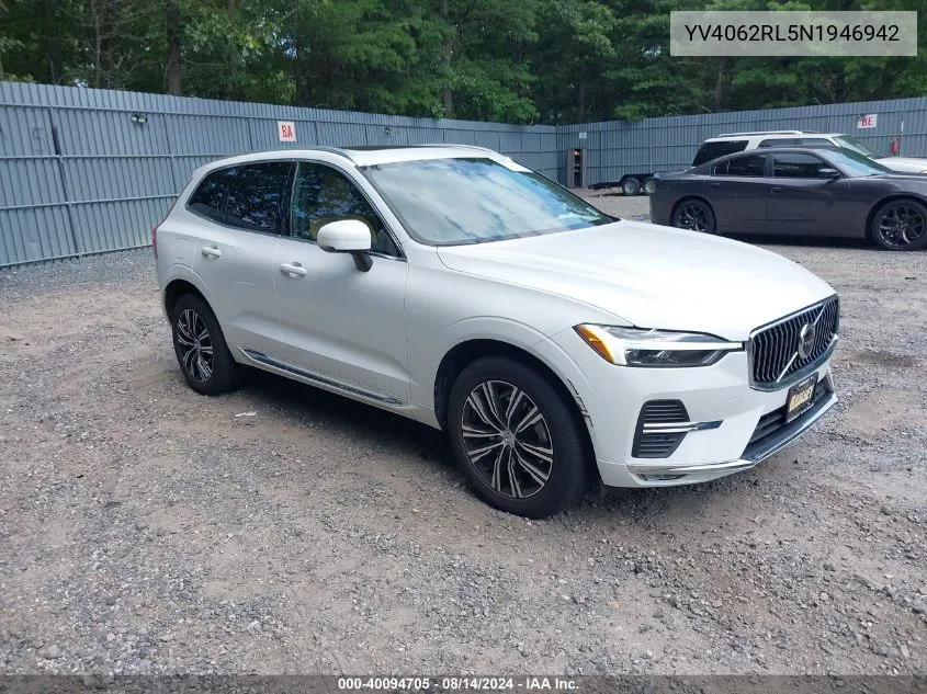 2022 Volvo Xc60 B6 Inscription VIN: YV4062RL5N1946942 Lot: 40094705