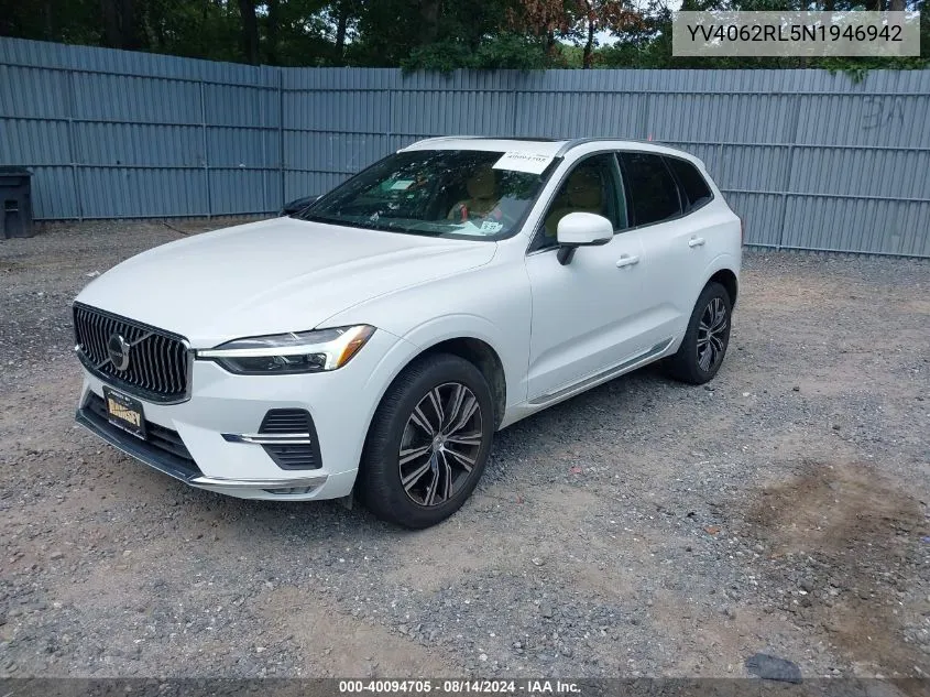 2022 Volvo Xc60 B6 Inscription VIN: YV4062RL5N1946942 Lot: 40094705