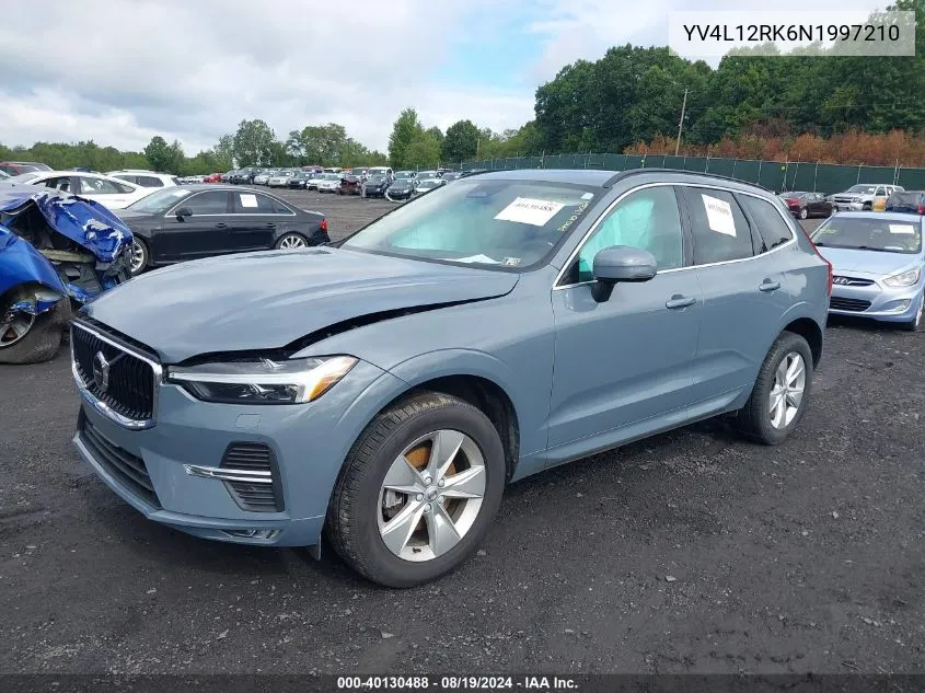 2022 Volvo Xc60 B5 Momentum VIN: YV4L12RK6N1997210 Lot: 40130488