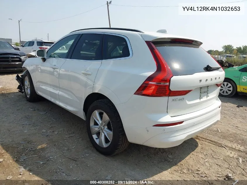 2022 Volvo Xc60 B5 Momentum VIN: YV4L12RK4N1032653 Lot: 40308252