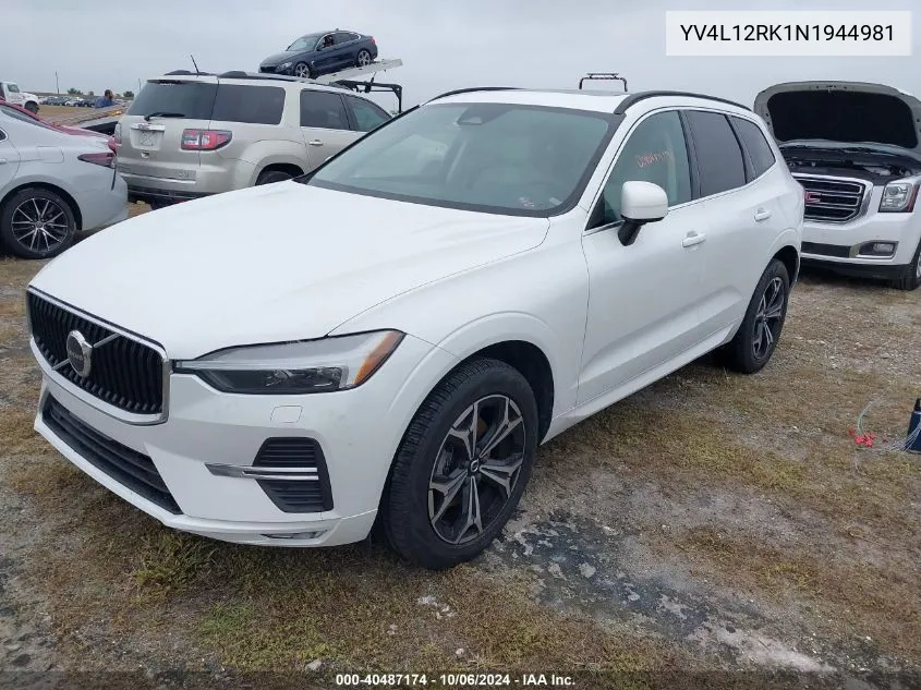 2022 Volvo Xc60 B5 Momentum VIN: YV4L12RK1N1944981 Lot: 40487174