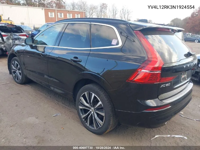 2022 Volvo Xc60 B5 Momentum VIN: YV4L12RK3N1924554 Lot: 40697730