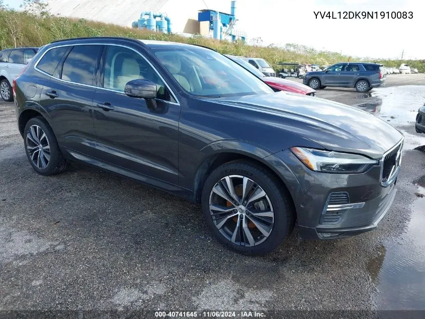 2022 Volvo Xc60 B5 Momentum VIN: YV4L12DK9N1910083 Lot: 40741645