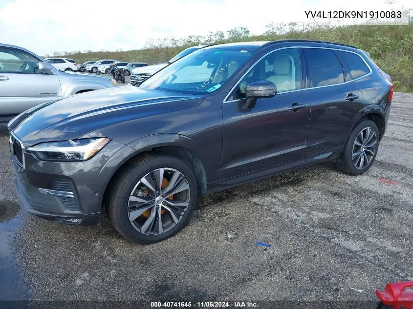 2022 Volvo Xc60 B5 Momentum VIN: YV4L12DK9N1910083 Lot: 40741645