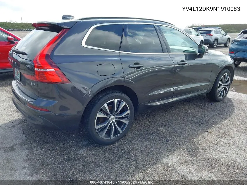 2022 Volvo Xc60 B5 Momentum VIN: YV4L12DK9N1910083 Lot: 40741645