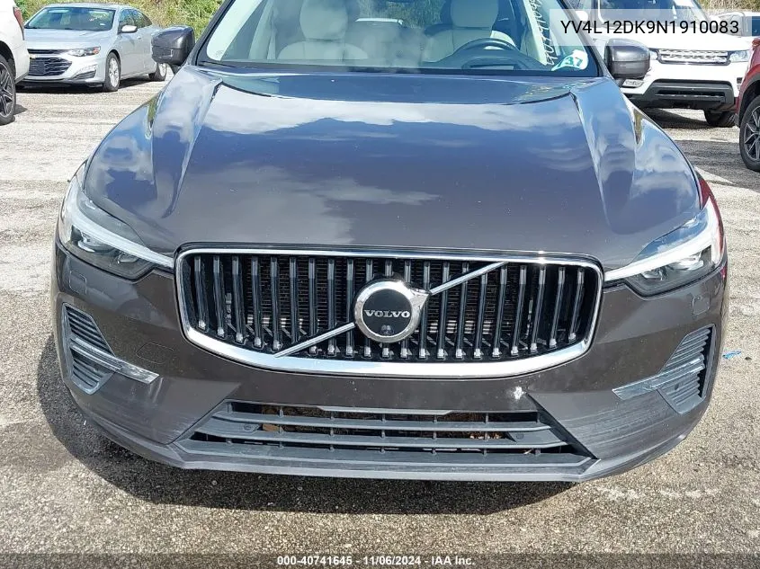 2022 Volvo Xc60 B5 Momentum VIN: YV4L12DK9N1910083 Lot: 40741645