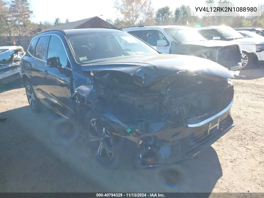 2022 Volvo Xc60 B5 Momentum VIN: YV4L12RK2N1088980 Lot: 40794329