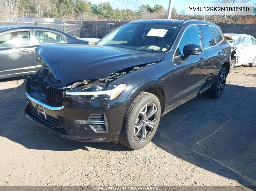 2022 Volvo Xc60 B5 Momentum VIN: YV4L12RK2N1088980 Lot: 40794329