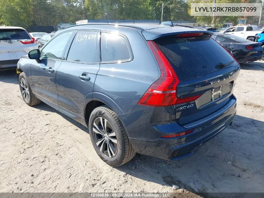 2024 Volvo Xc60 VIN: LYVL12RK7RB857099 Lot: 12104839