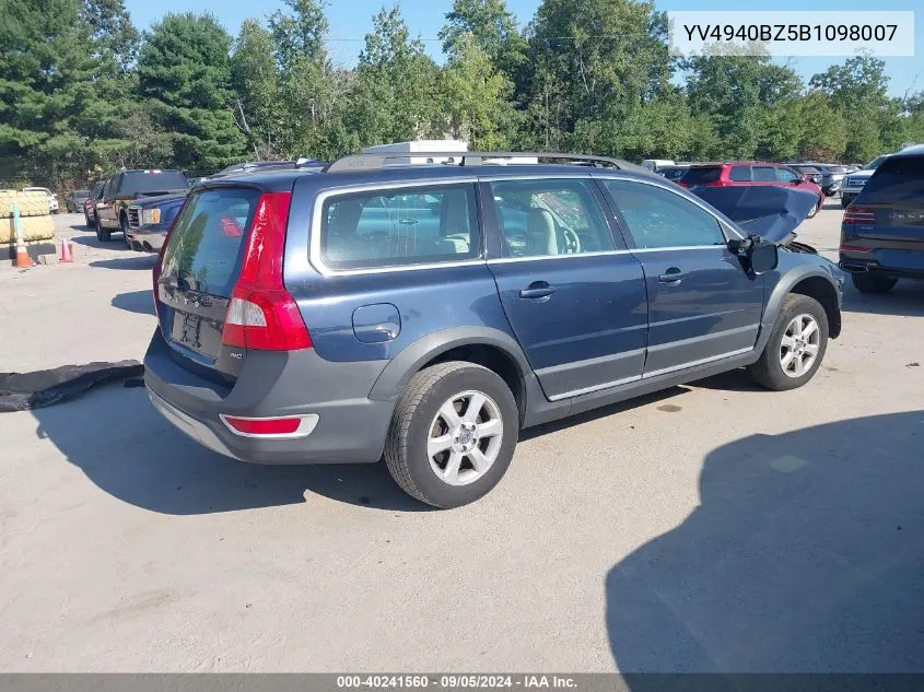 2011 Volvo Xc70 3.2 VIN: YV4940BZ5B1098007 Lot: 40241560