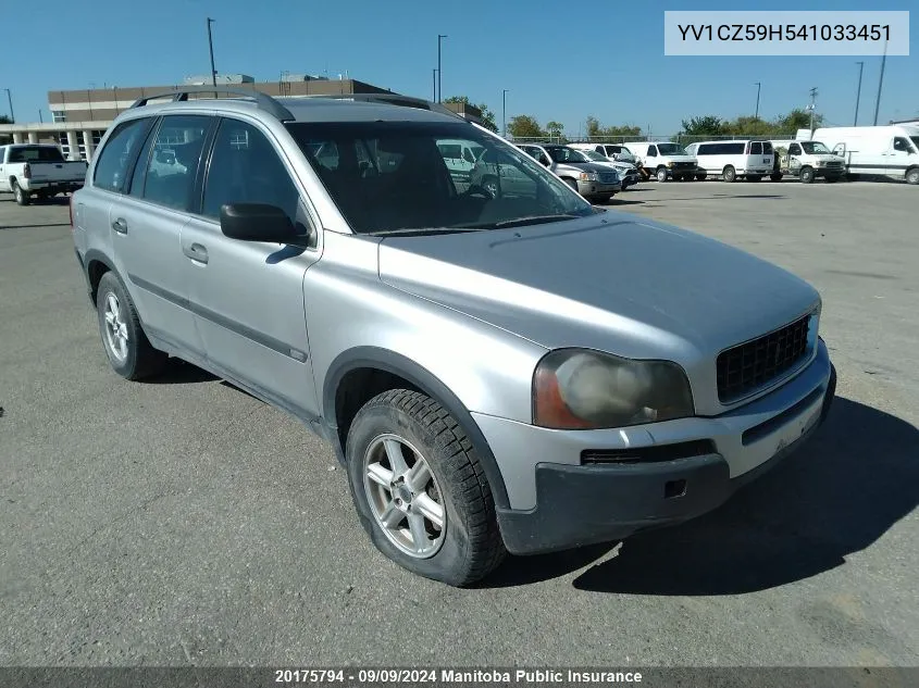 2004 Volvo Xc 90 2.5T VIN: YV1CZ59H541033451 Lot: 20175794