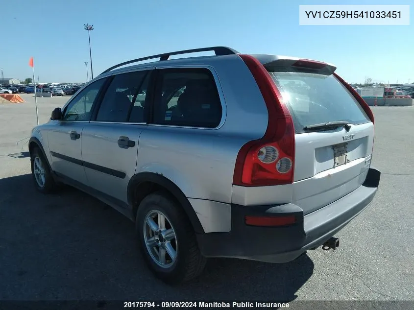 2004 Volvo Xc 90 2.5T VIN: YV1CZ59H541033451 Lot: 20175794