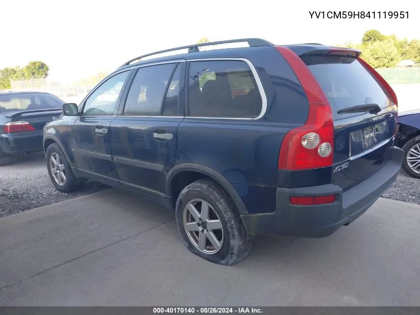 2004 Volvo Xc90 2.5T Awd VIN: YV1CM59H841119951 Lot: 40170140