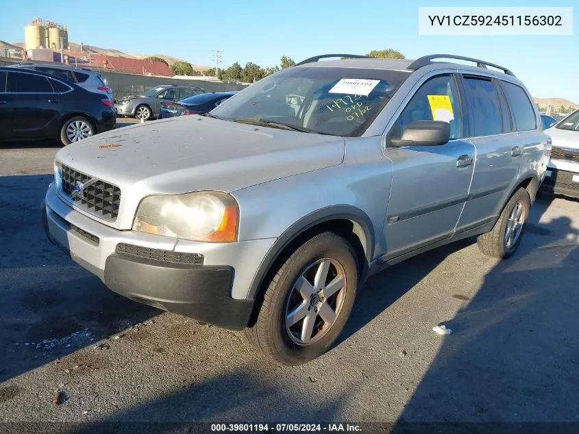 2005 Volvo Xc90 2.5T Awd VIN: YV1CZ592451156302 Lot: 39801194