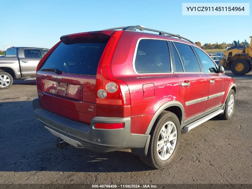 2005 Volvo Xc90 2.5T Awd VIN: YV1CZ911451154964 Lot: 40766406