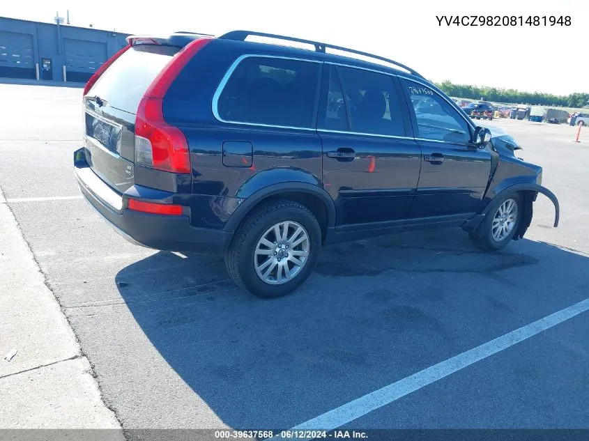 2008 Volvo Xc90 3.2 VIN: YV4CZ982081481948 Lot: 39637568