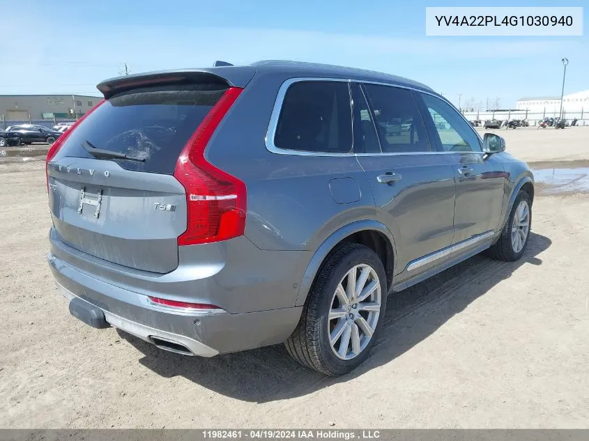 2016 Volvo Xc90 VIN: YV4A22PL4G1030940 Lot: 11982461