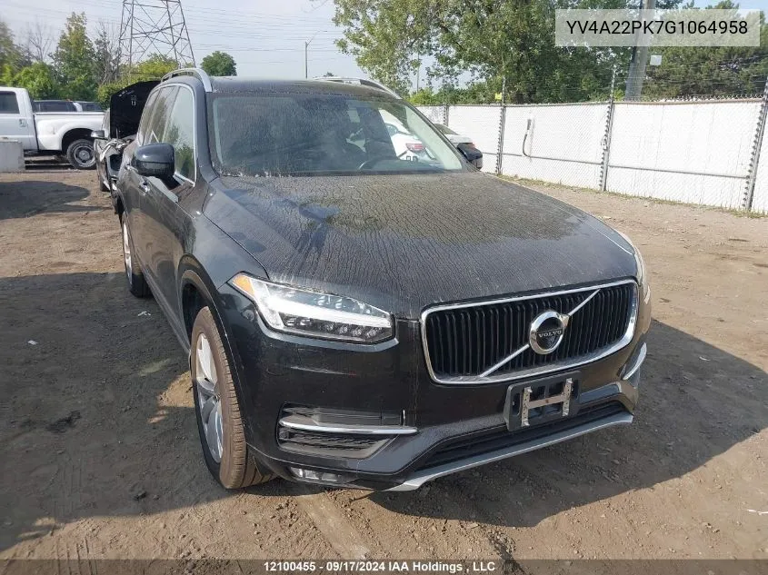 2016 Volvo Xc90 VIN: YV4A22PK7G1064958 Lot: 12100455