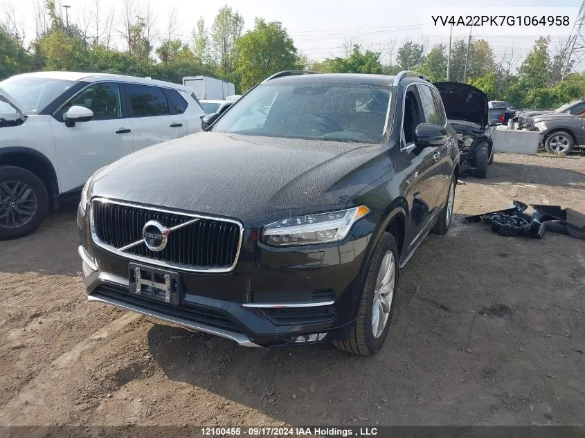 2016 Volvo Xc90 VIN: YV4A22PK7G1064958 Lot: 12100455