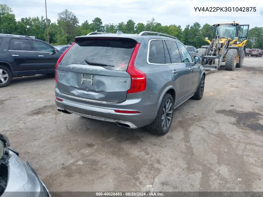 2016 Volvo Xc90 T6 Momentum VIN: YV4A22PK3G1042875 Lot: 40028453