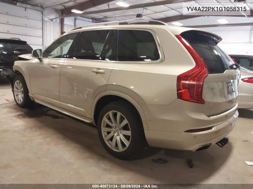 2016 Volvo Xc90 T6 Momentum VIN: YV4A22PK1G1058315 Lot: 40073134