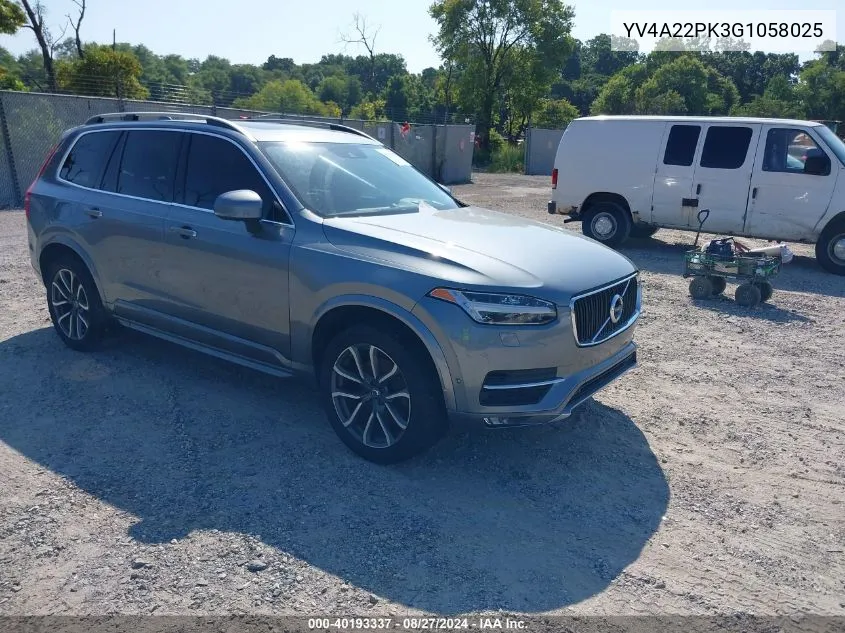 2016 Volvo Xc90 T6 Momentum VIN: YV4A22PK3G1058025 Lot: 40193337