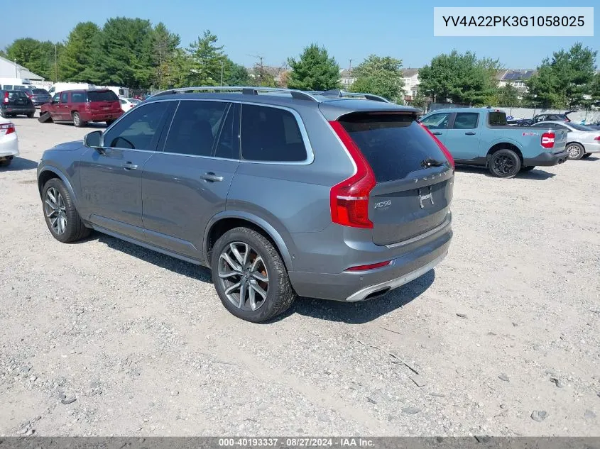 2016 Volvo Xc90 T6 Momentum VIN: YV4A22PK3G1058025 Lot: 40193337