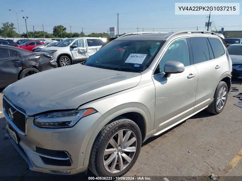 2016 Volvo Xc90 T6 Momentum VIN: YV4A22PK2G1037215 Lot: 40536223