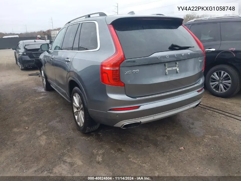 2016 Volvo Xc90 T6 Momentum VIN: YV4A22PKXG1058748 Lot: 40824504