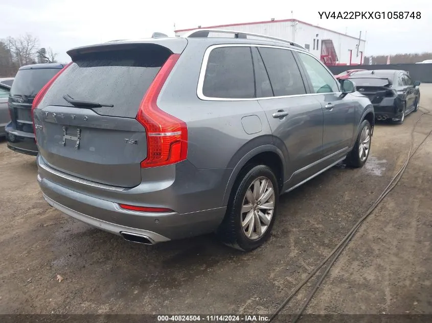 2016 Volvo Xc90 T6 Momentum VIN: YV4A22PKXG1058748 Lot: 40824504