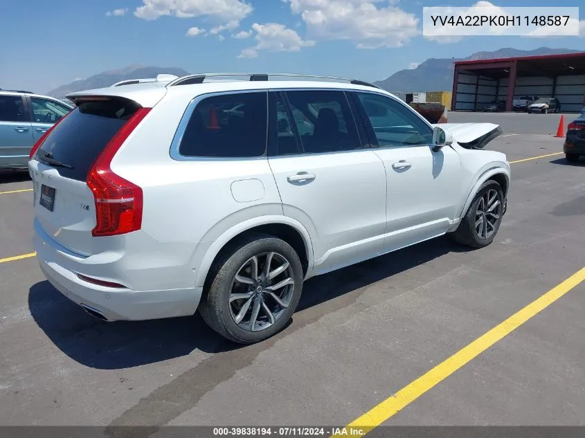 2017 Volvo Xc90 T6 Momentum VIN: YV4A22PK0H1148587 Lot: 39838194