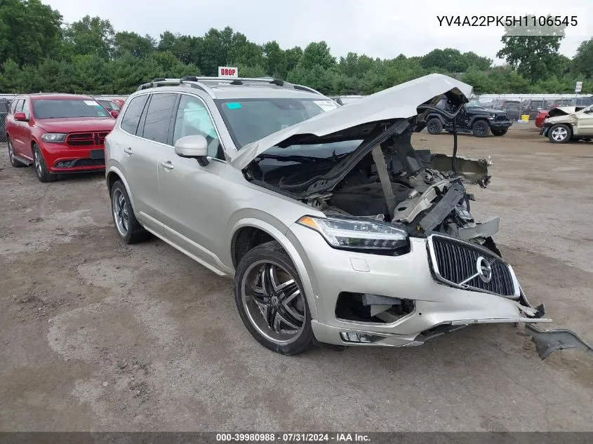 2017 Volvo Xc90 T6 Momentum VIN: YV4A22PK5H1106545 Lot: 39980988